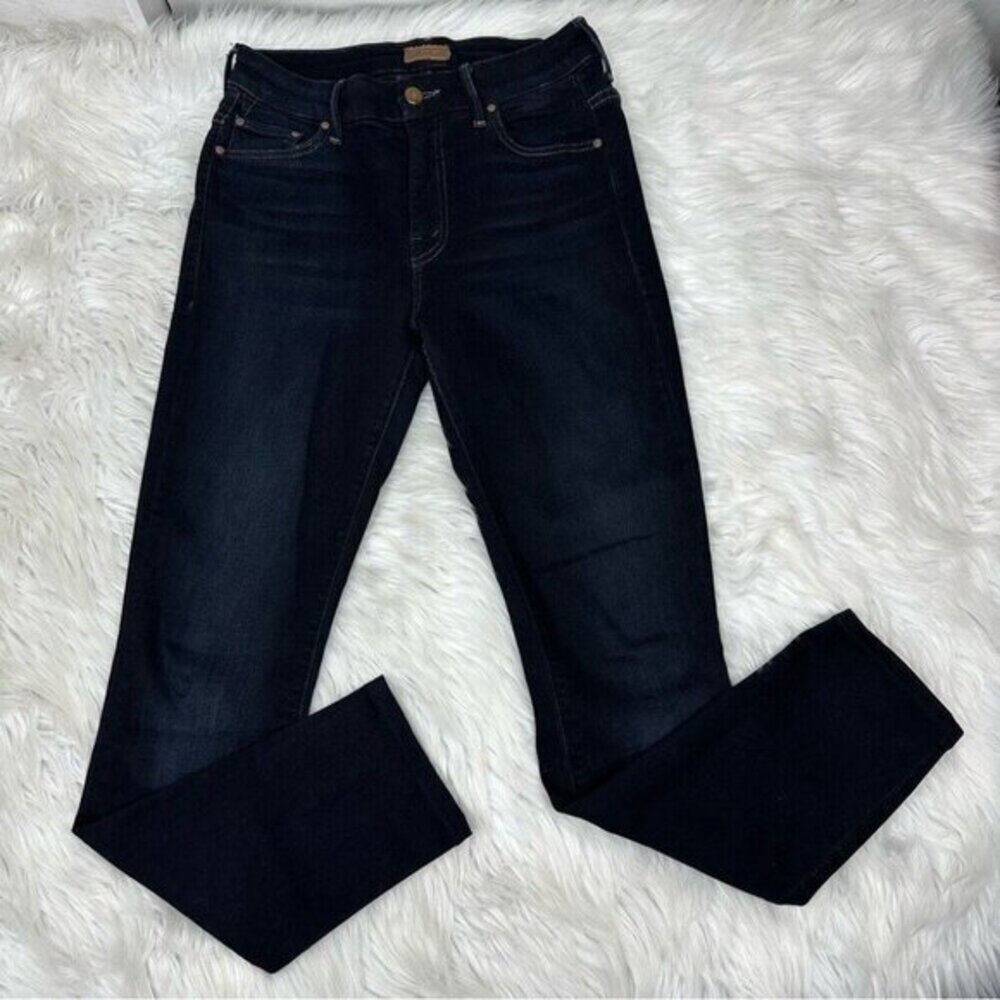 Mother The Looker High Waisted Skinny Jeans Coffee Tea Dark Indigo Size 25-26X27